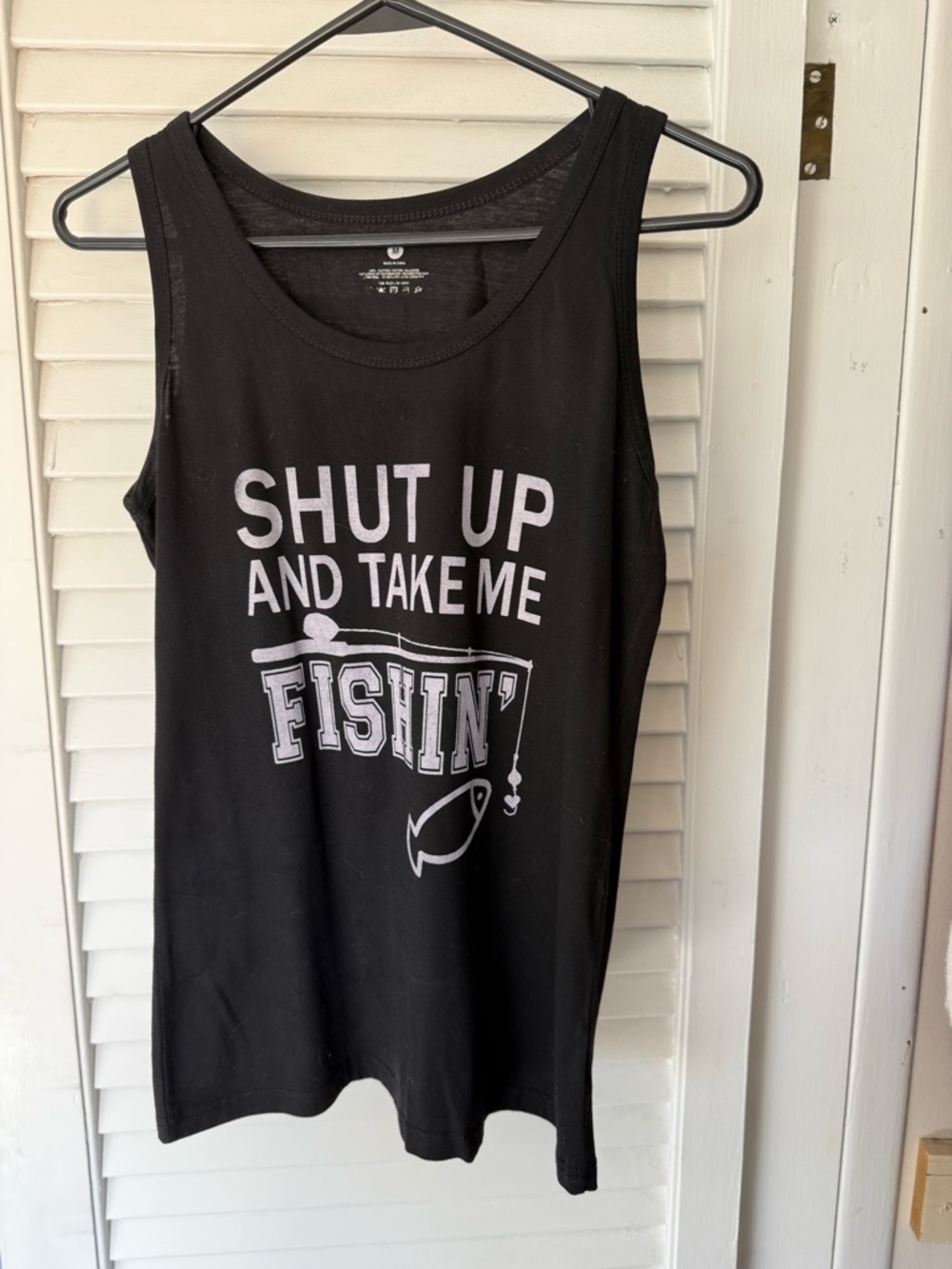 Black Graphic Tank Top - "Shut Up and Take Me Fishin'"
